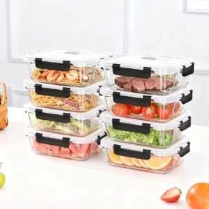 Glass Meal Prep Containers with Snap Lock Lids (Set)