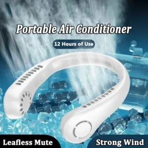 Wearable USB Neck Fan with Power Display, Bladeless Design