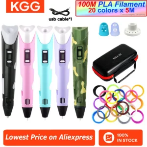 DIY 3D Printing Pen Kit with LCD Screen and PLA Filament