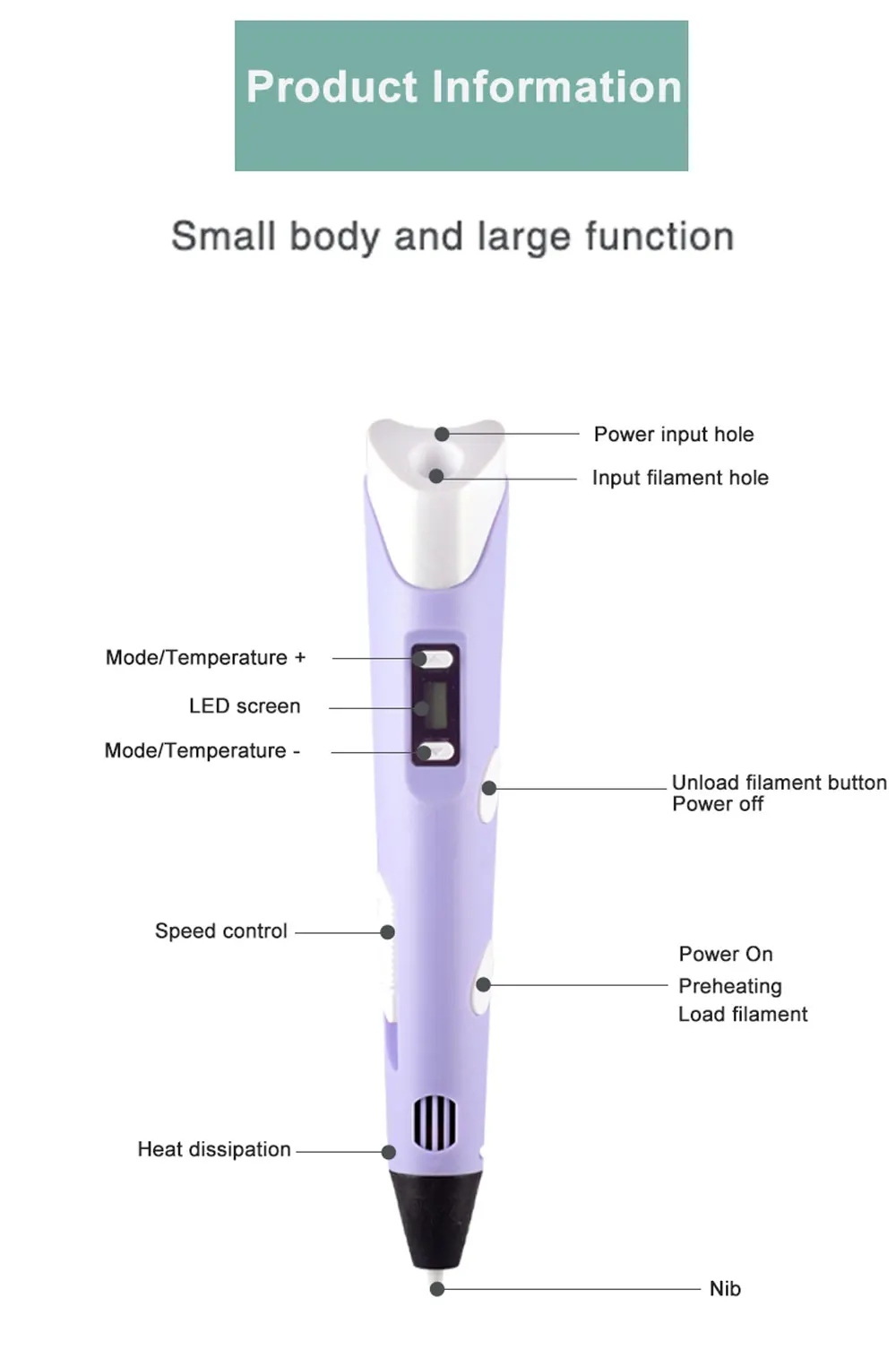 DIY 3D Printing Pen Kit with LCD Screen and PLA Filament - Image 6