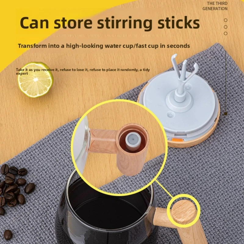 Self-Stirring Electric Mixing Mug with Wooden Handle - Image 2