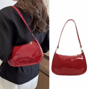 Textured PU Leather Zip Shoulder Bag for Women