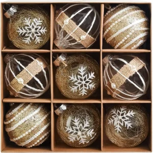 9-Pack Shatterproof Gold Christmas Baubles (6cm)