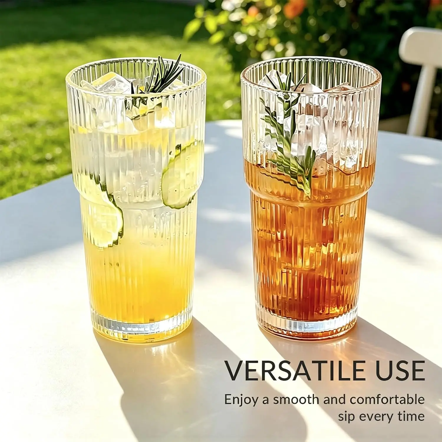 Large Striped Insulated Glass Tumbler with Lid and Straw - Image 4