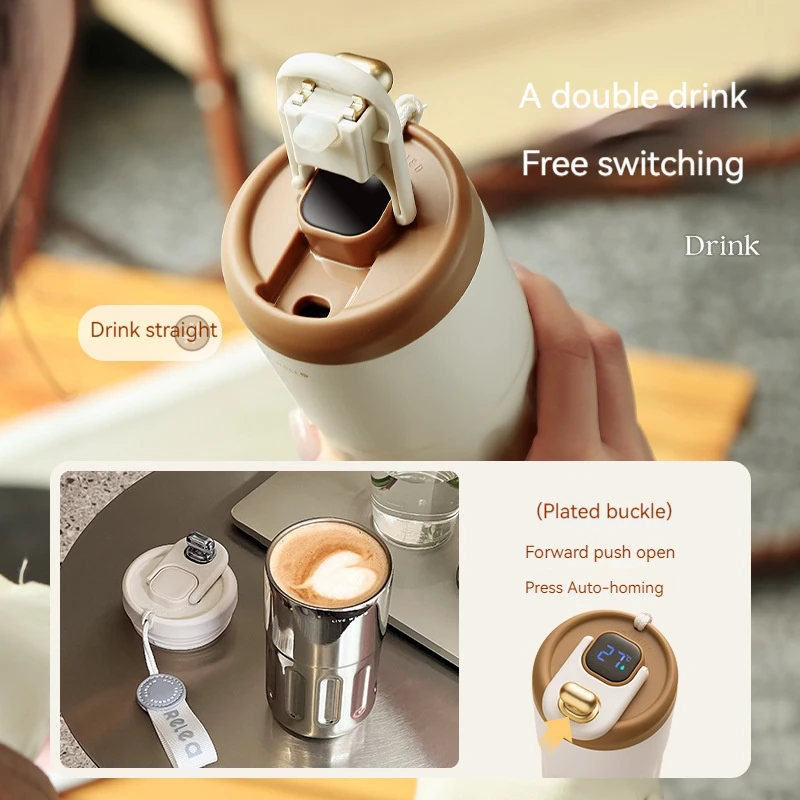 450ml Stainless Steel Travel Mug with LED Temperature Display - Image 2