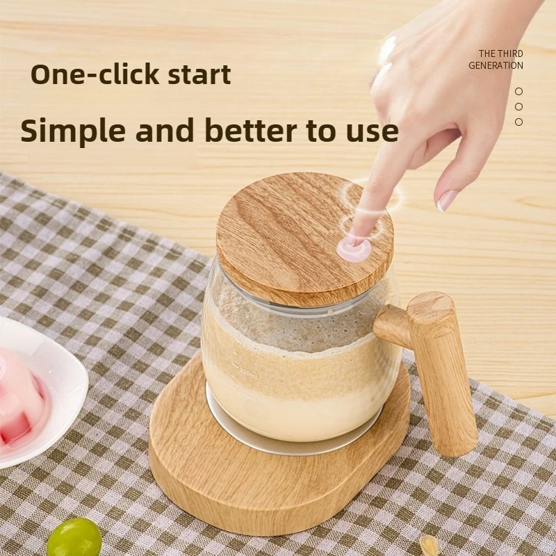 Self-Stirring Electric Mixing Mug with Wooden Handle - Image 3