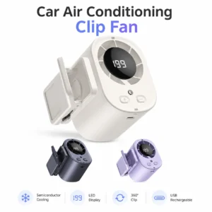 Clip-On USB Rechargeable Car Fan with LED Display