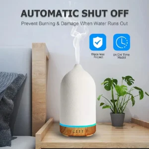 Ceramic Ultrasonic Essential Oil Diffuser with 7-Colour LED Light