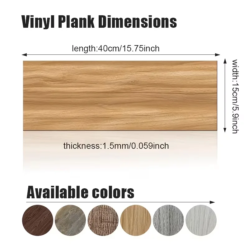 Peel-and-Stick Wood-Effect Vinyl Floor Tiles Pack of 10 - Image 2