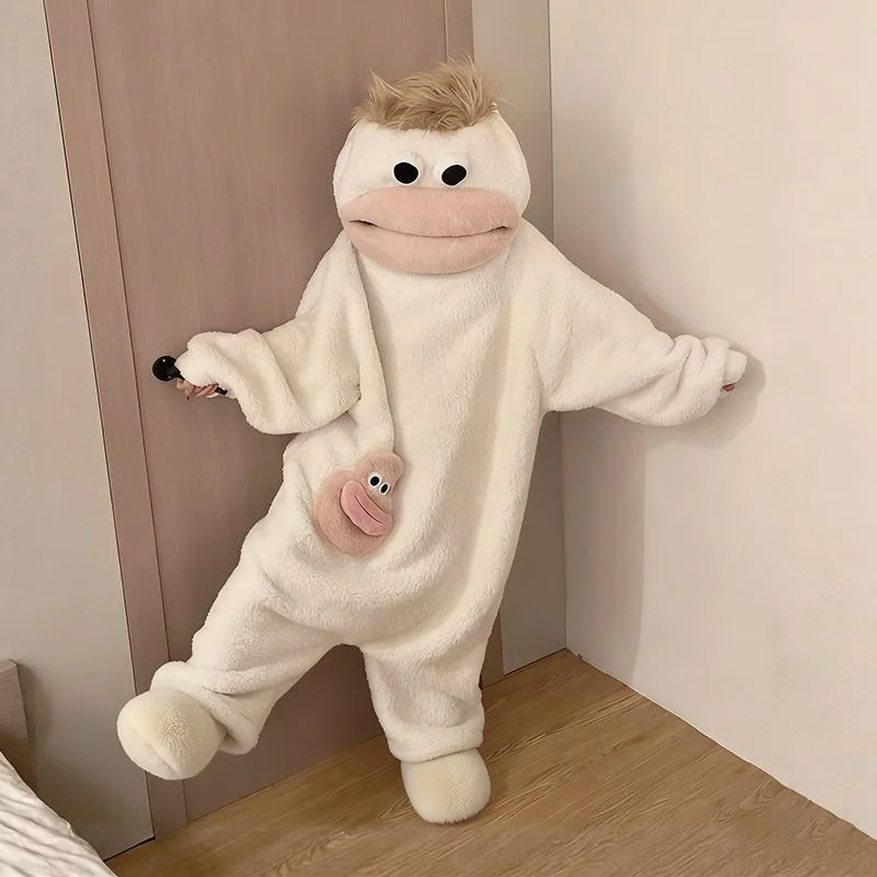 Big Mouth Monster Adult Onesie in Coral Fleece - Image 5