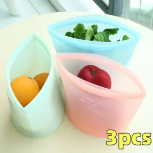 Reusable Silicone Food Storage Bags, Leakproof Ziplock Set