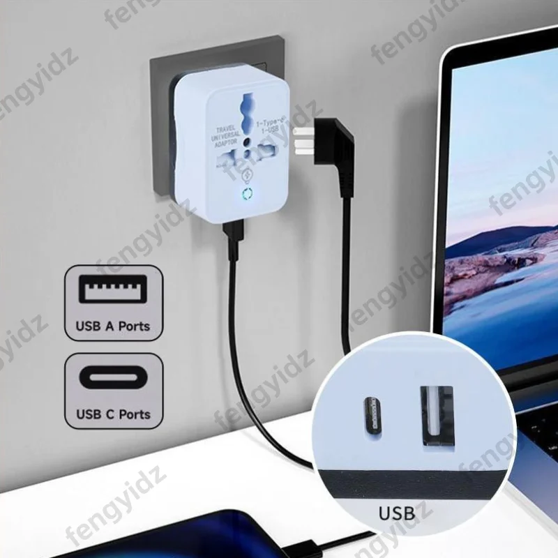 Universal Travel Plug Adapter with 2 USB Ports for UK, EU & US - Image 3