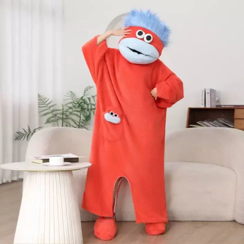 Big Mouth Monster Adult Onesie in Coral Fleece - Image 3