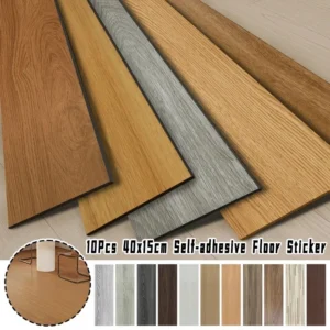 Peel-and-Stick Wood-Effect Vinyl Floor Tiles Pack of 10