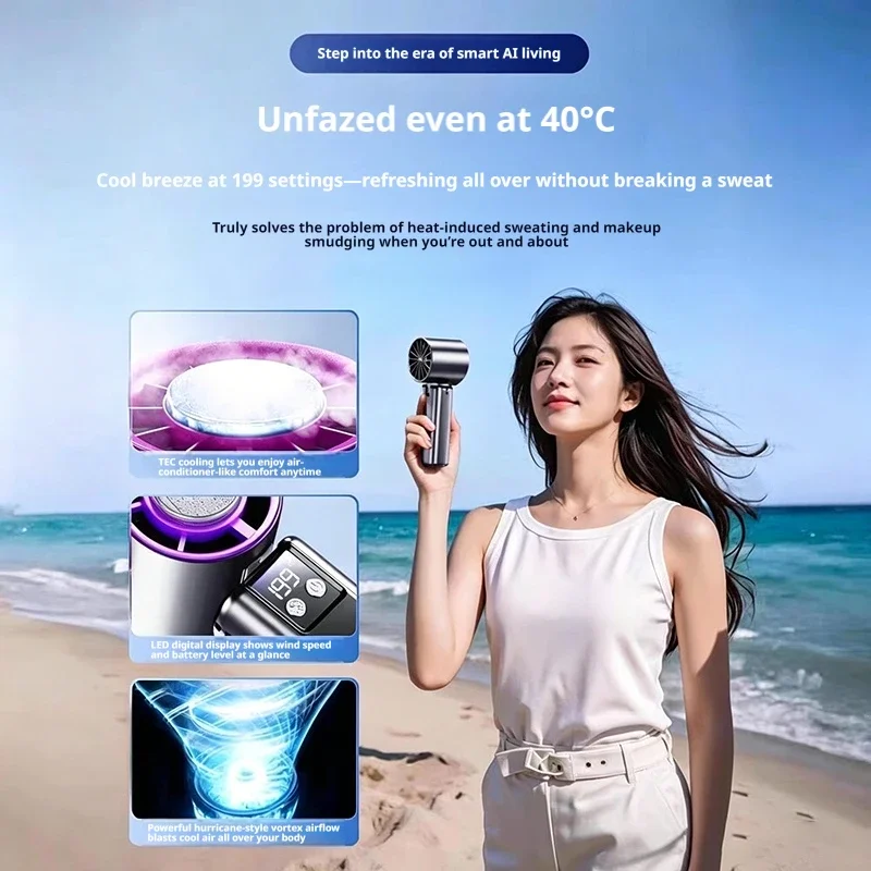 Portable Handheld Turbo Fan with 5-Gear Speed Control - Image 3