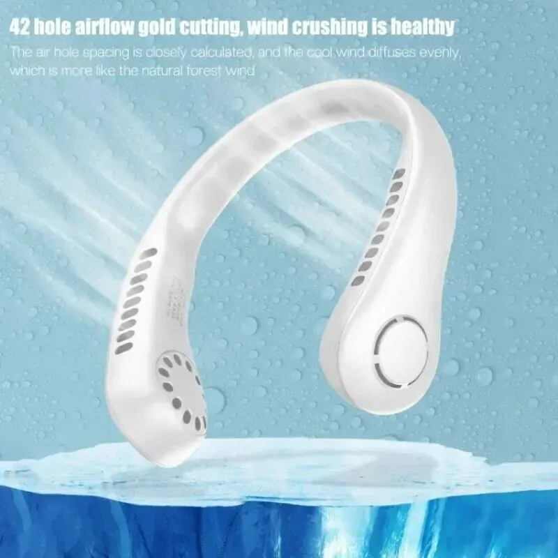 Wearable USB Neck Fan with Power Display, Bladeless Design - Image 3