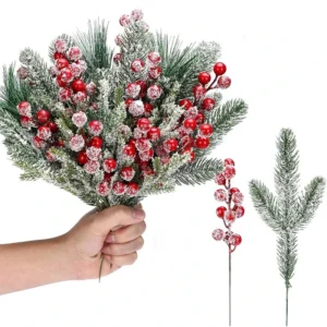 Artificial Pine & Red Berry Christmas Garland (5 Pack)