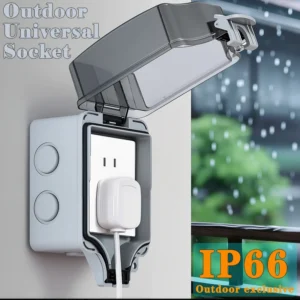 IP66 Waterproof Outdoor Double Socket with Switch