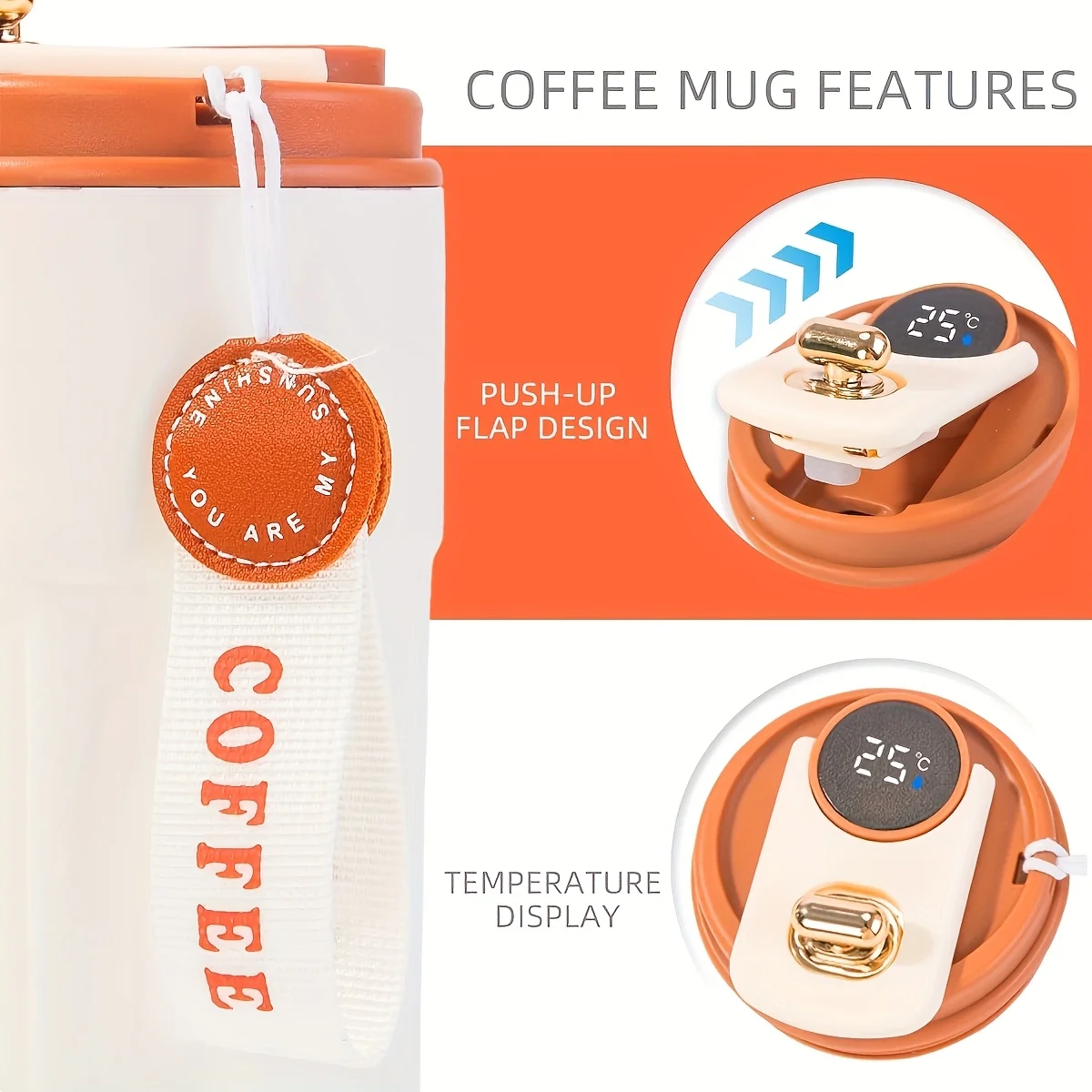450ml Stainless Steel Travel Mug with LED Temperature Display - Image 4