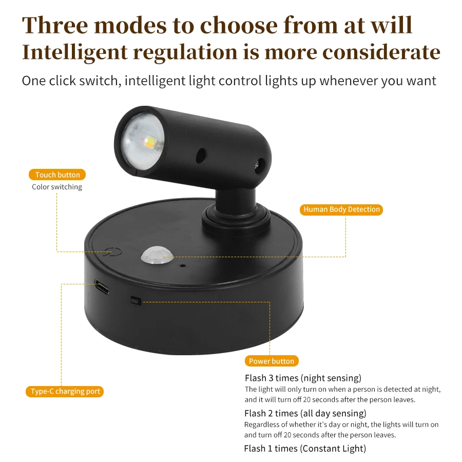 USB Rechargeable Wall Light with Remote Control - Image 5