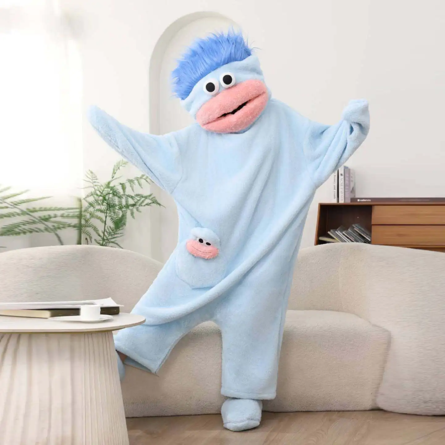 Big Mouth Monster Adult Onesie in Coral Fleece - Image 2