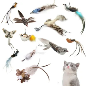 Interactive Cat Feather Wand Toy with Bell