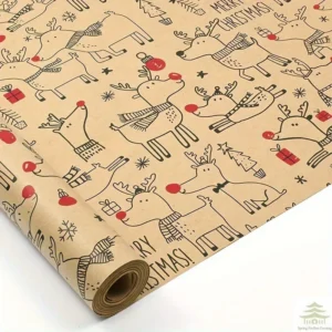 Festive Deer Christmas Wrapping Paper Roll 300cm
