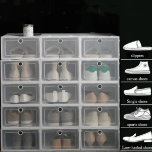 6 Pack Clear Foldable Shoe Storage Boxes for Home