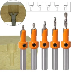 5-Piece HSS Countersink & Screw Extractor Set for Wood