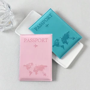 World Map PU Leather Passport Case & Travel Document Holder