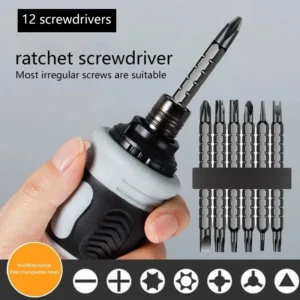 12-in-1 Ratchet Screwdriver Set with Magnetic Tips