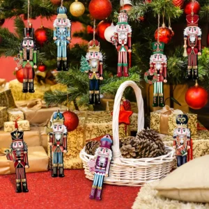 12-Piece Wooden Nutcracker Christmas Decoration Set