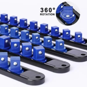 360° Swivel Socket Organizer Rail for 1/4, 3/8 & 1/2 Inch Sockets