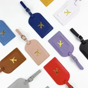Durable Stamped Leather Luggage Tag with Address Label