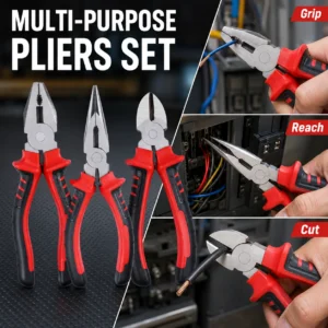 3-Piece Carbon Steel Pliers Set: Combination, Long Nose & Cutter