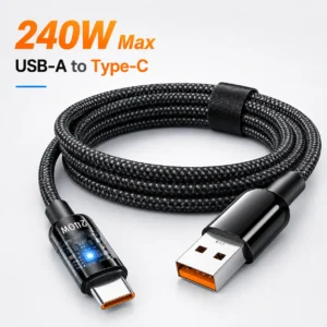 240W USB-C Nylon Braided Cable with LED Display