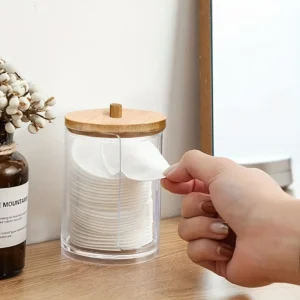 Clear Round Acrylic Cotton Pad Holder for Vanity